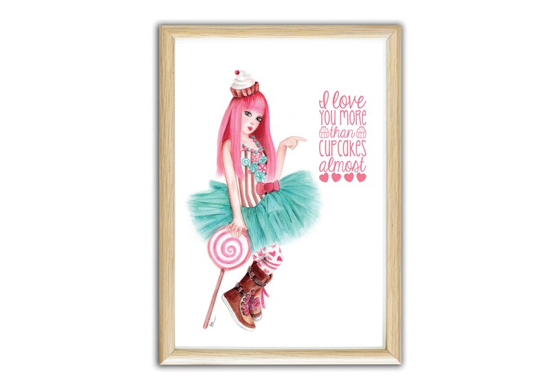 Candy Girl Art Print Valentines Printable Art Cotton Candy - Etsy