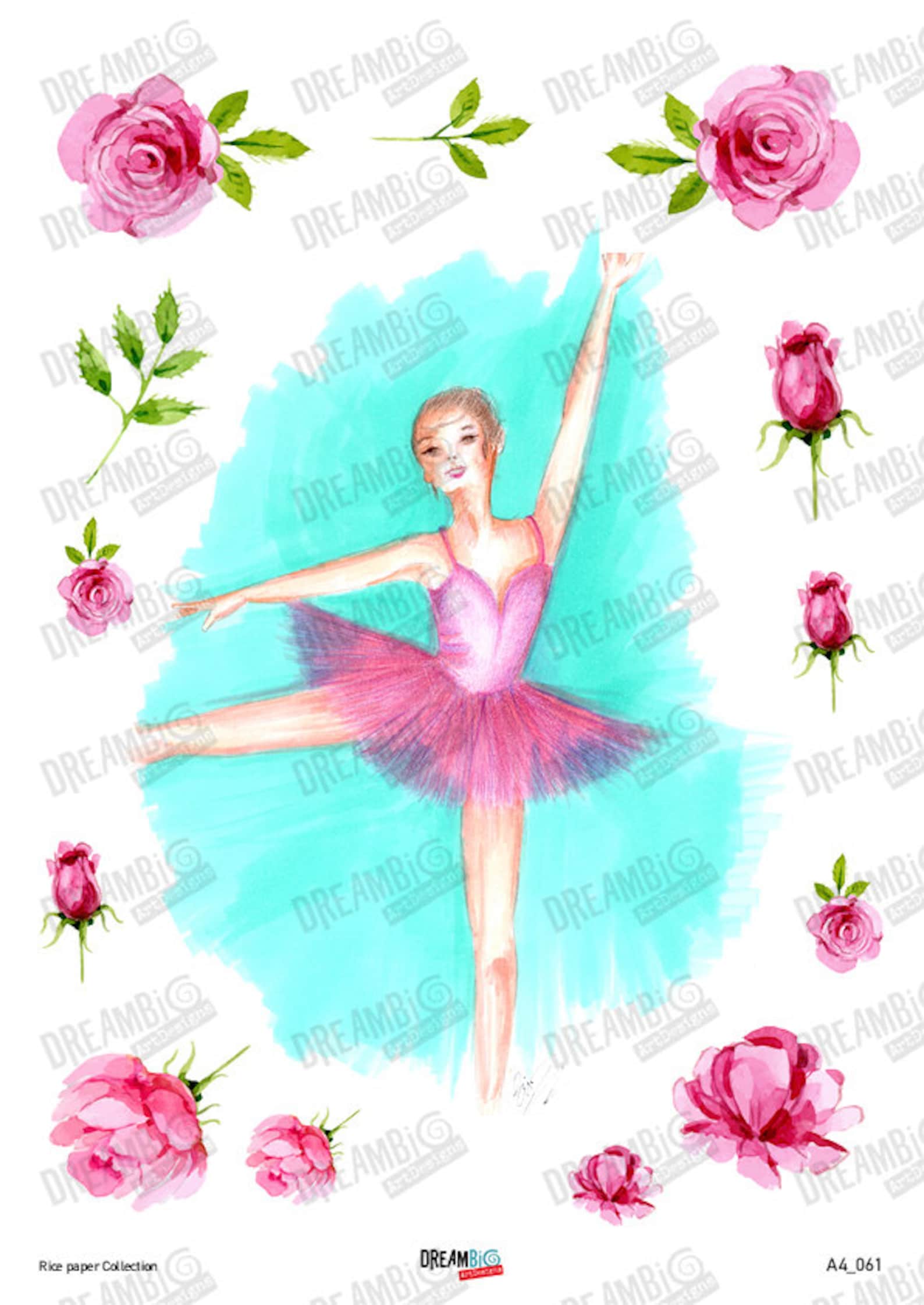 decoupage rice paper sheets a4 size ballet, ballerina, ballet shoes, pointe (no. 60,61)