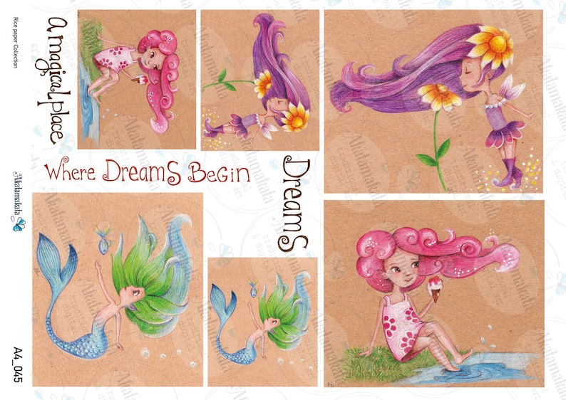 Sheet Craft Fairy Around Rice Paper for Decoupage Scrapbooking
