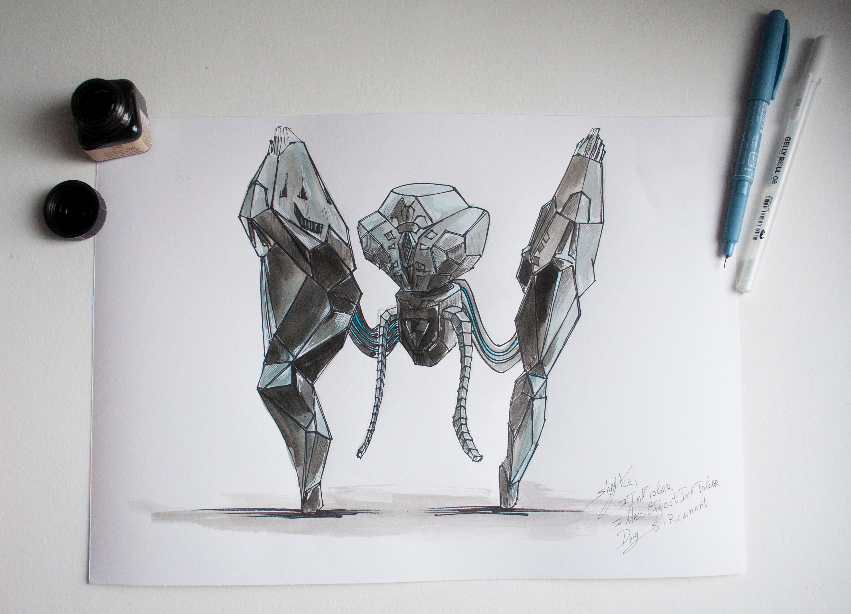 ORIGINAL Mass Effect Inktober Fan Art - Angara, Renegade, Station /aya ...