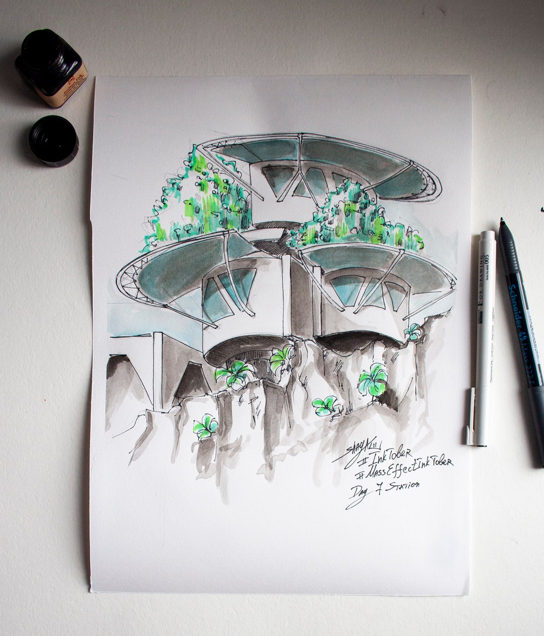 ORIGINAL Mass Effect Inktober Fan Art - Angara, Renegade, Station /aya ...