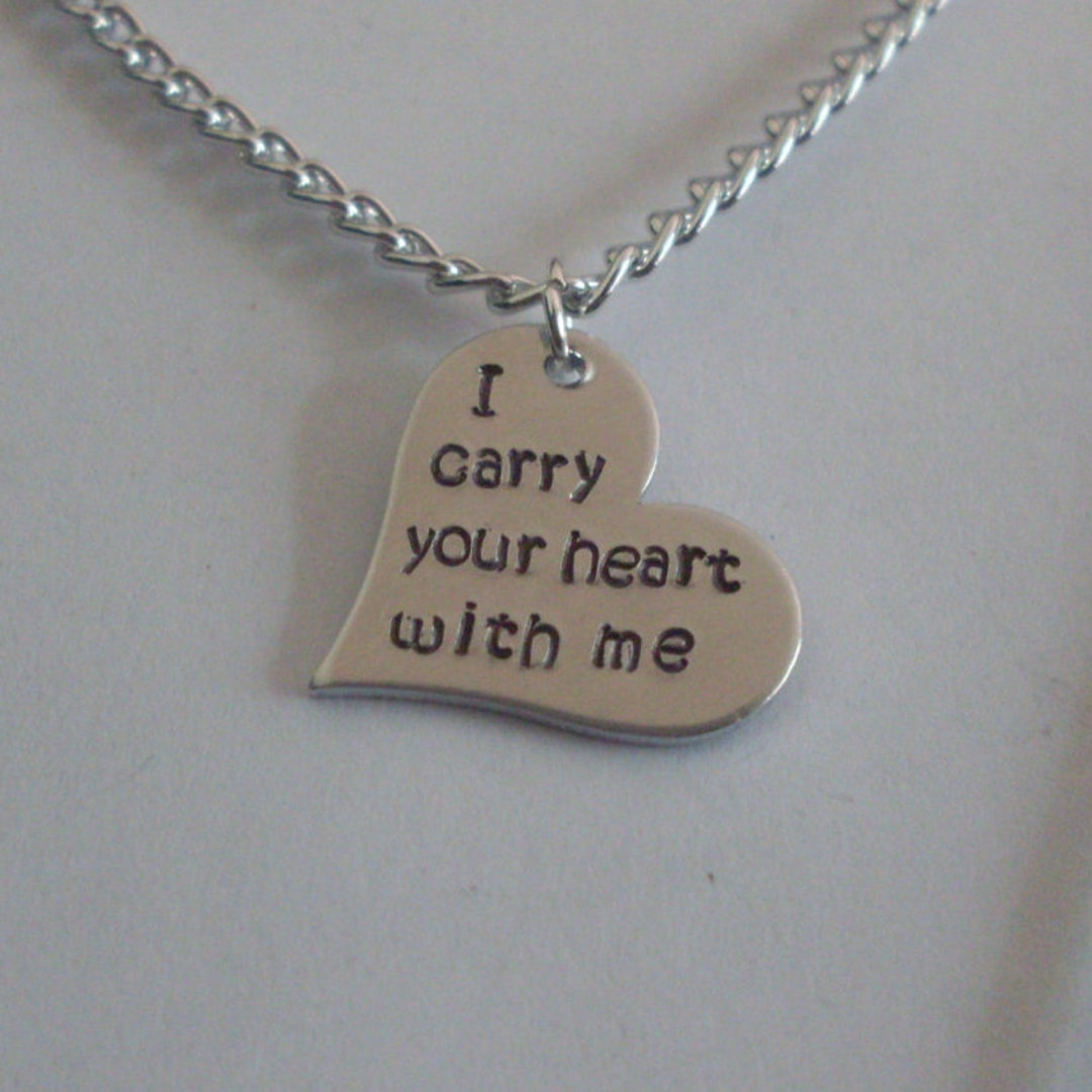 I Carry Your Hear With Me 3 4 Aluminum Heart Necklace Love
