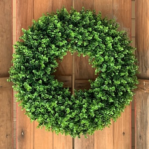 28&quot; Eucalyptus Boxwood Wreath, Year Round Wreath, Fall Wreath, Front Door Decor, Holiday Wreath, Green Wreath, Farmhouse Wreath, Summer