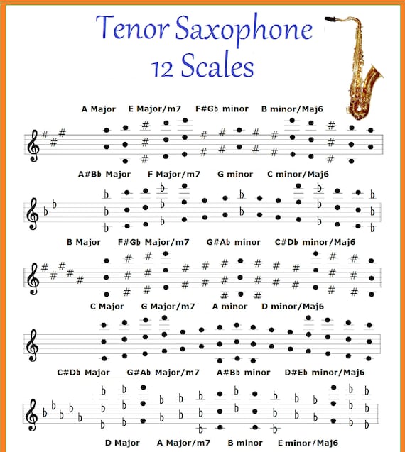 TENOR SAXOPHONE 12 SCALES Chart Sax Etsy
