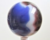 Large Shooter Marble Tri Color Agate Marble Blue Brown White Aggie Vintage Children 39 s Game Toy Mid Century Agate Craft Supply Jewelry Making