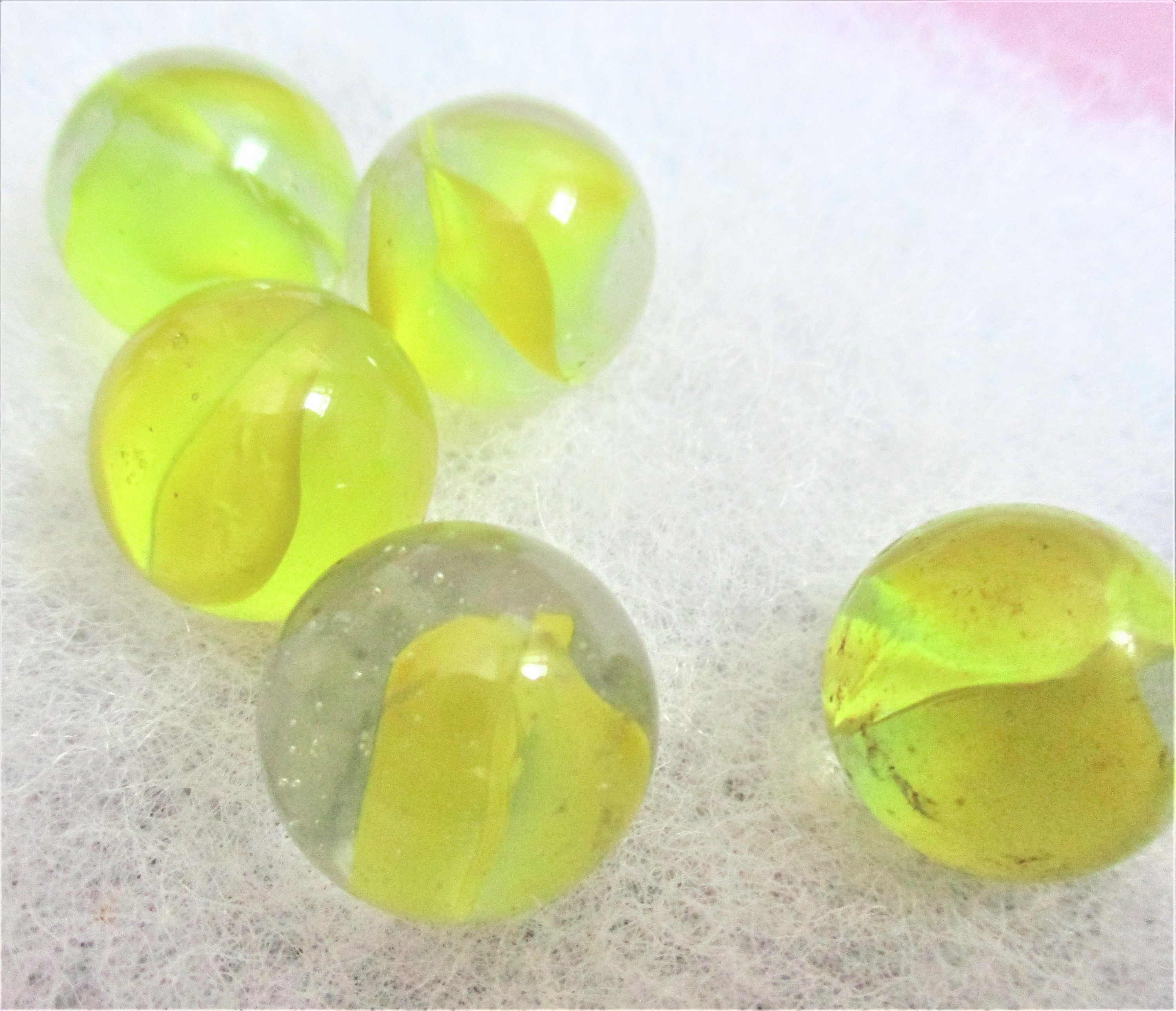 5 Yellow Craft Marbles Vintage Marbles Yellow Cat's Eye Etsy
