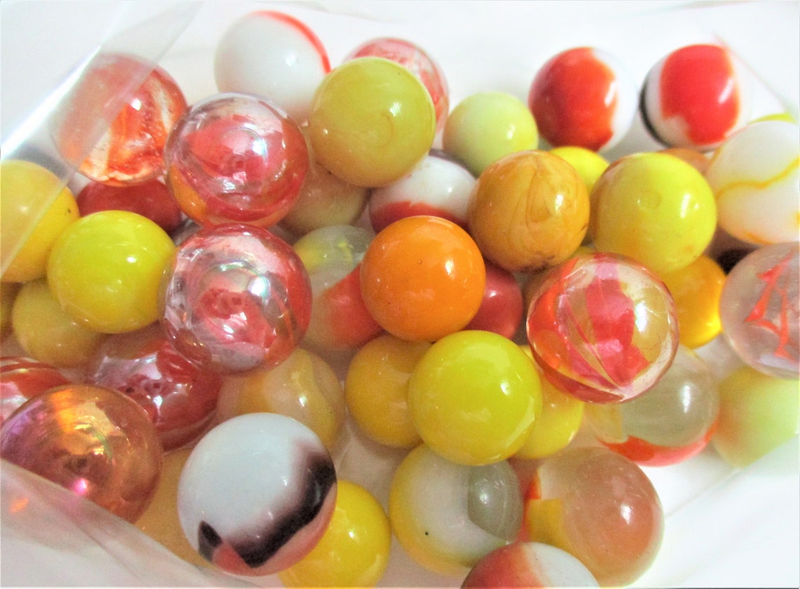 50 Orange & Yellow Vintage Marbles Color Coordinated Etsy