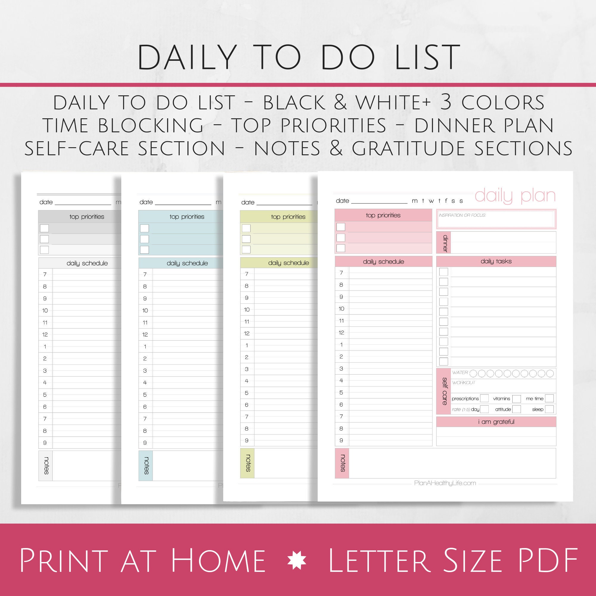 Printable To Do List Time Blocking Daily Plan 8.5x11 | Etsy