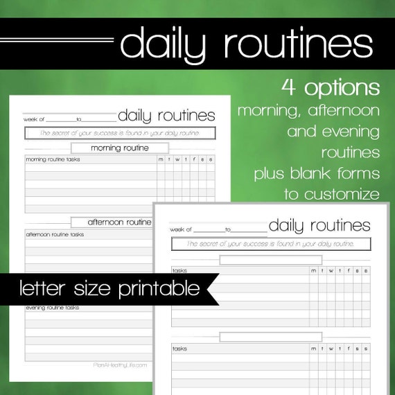 Daily Routines Planner Printables Morning Routine Evening | Etsy
