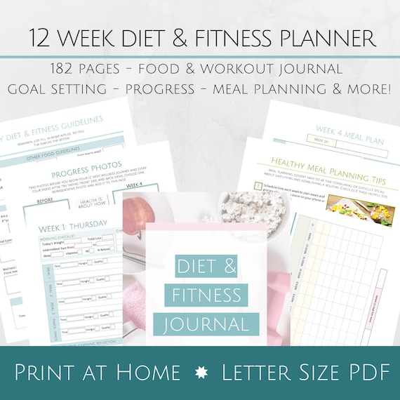 Printable 12 7 days Diet plan and Exercise Magazine - 8.5x11 Letter Measurement PDF - Purpose Surroundings Approach - Supper Building photograph regarding Printable Fitness Journals named Printable 12 7 days Diet program and Health and fitness Magazine - 8.5x11 Letter Measurement PDF - Objective Atmosphere Procedure - Supper Coming up with