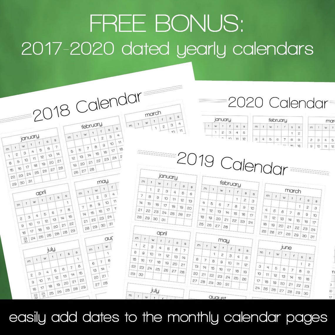 Printable Monthly Undated Calendar 8.5x11 Letter Size PDF | Etsy