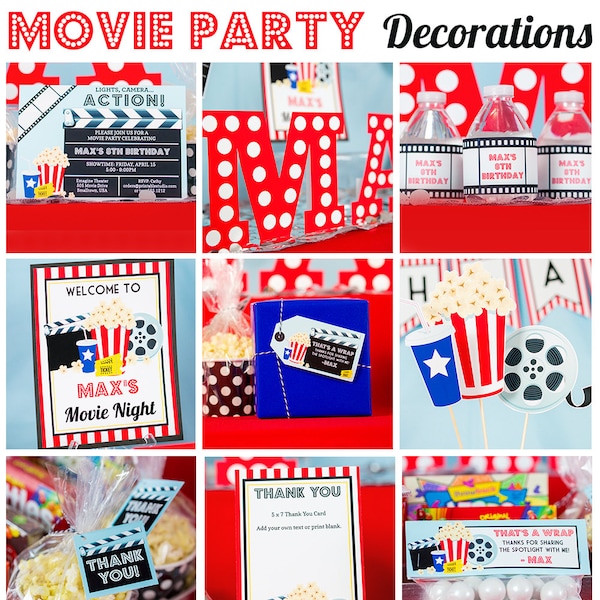 Movie Party - Movie Birthday Party - Printable Movie Birthday Party - Instant Download Movie Party by Printable Studio