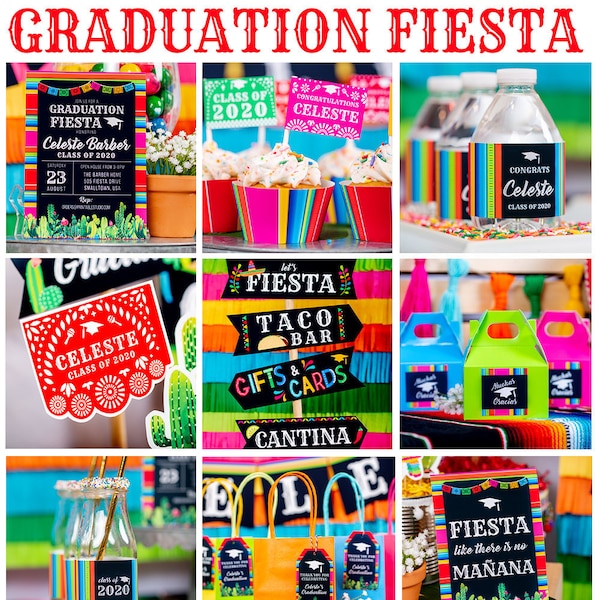 Graduation Fiesta Decorations - Printable Graduation Party Decorations - Graduation Fiesta Party Decorations by Printable Studio