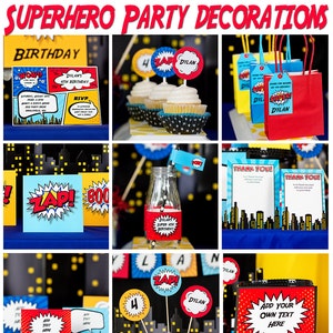 Superhero Party Decorations Comic Book Party Decorations Printable Comic Book Party Superhero Birthday by Printable Studio image 1