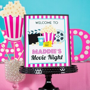 Pink Film Sign Movie Party Signs - Instant Download Pink Movie Party Signs - Movie ...