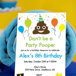 Party Pooper Invitation INSTANT DOWNLOAD Printable Emoji Party Invitation by Printable Studi image 1