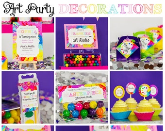 Art Party Decorations - Printable Art Party - Painting Party Decorations - Splatter Paint Decorations by Printable Studio