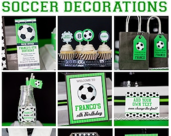 Soccer Party Decorations - Instant Download Soccer Birthday Party Decoration - Printable Soccer Party Decor by Printable Studio