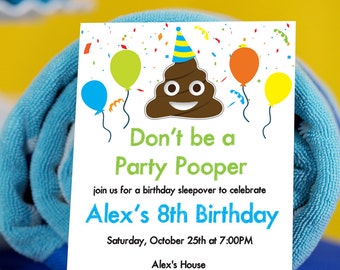 Party Pooper Invitation INSTANT DOWNLOAD  - Printable Emoji Party Invitation by Printable Studi