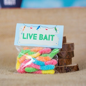 Live Bait Fishing Party Favor Tags  - Printable Fishing Party Treat Bag - Fishing Favor Bag - Fishing Treat Bag Topper by Printable Studio