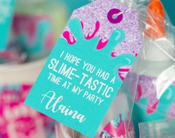 Slime Favor Tags - Printable Slime Party Favor Tags - Instant Download Glittery Slime Favors - Slime Birthday Thank You Tags - Glitter Slime