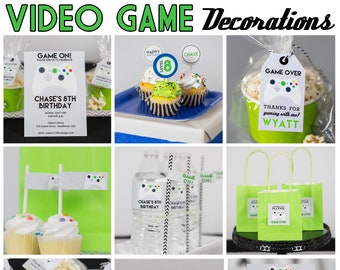 Video Game Party Decorations Instant Download - Gamer Birthday Party - Video Game Party with White Controller by Printable Studio