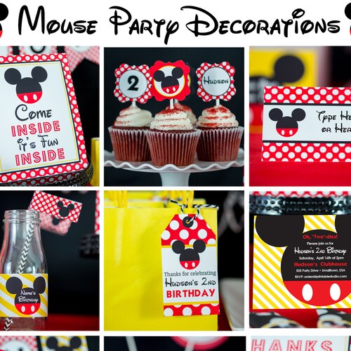 Mickey Mouse Party Decorations INSTANT DOWNLOAD Mickey Mouse Etsy