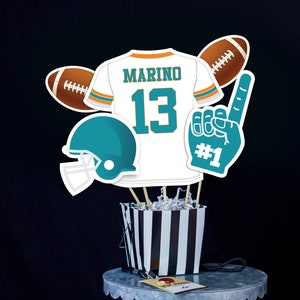 Football Centerpieces in Teal Printable Football Birthday Party