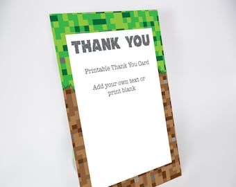 Video Game Inspired Thank You INSTANT DOWNLOAD  - Pixel Game Printable Thank You - Pixel game Thank You Card by Printable Studio