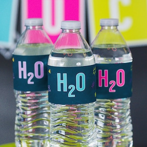 Science Party Drink Labels Science Party Water Label H2O Water Labels Scientist Party Drink Label Science Lab by Printable Studio image 2