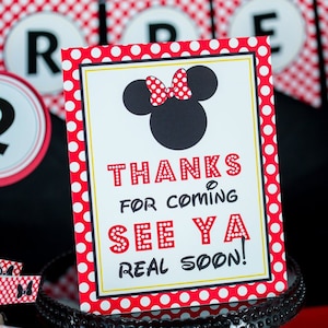 Thanks for Coming See Ya Real Soon Sign - Instant Download Red Minnie Mouse Party Sign - Minnie Thank You Sign by Printable Studio
