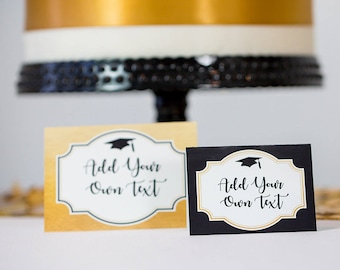 Graduation Party Food Labels INSTANT DOWNLOAD - Gold Black Graduation Party by Printable Studio