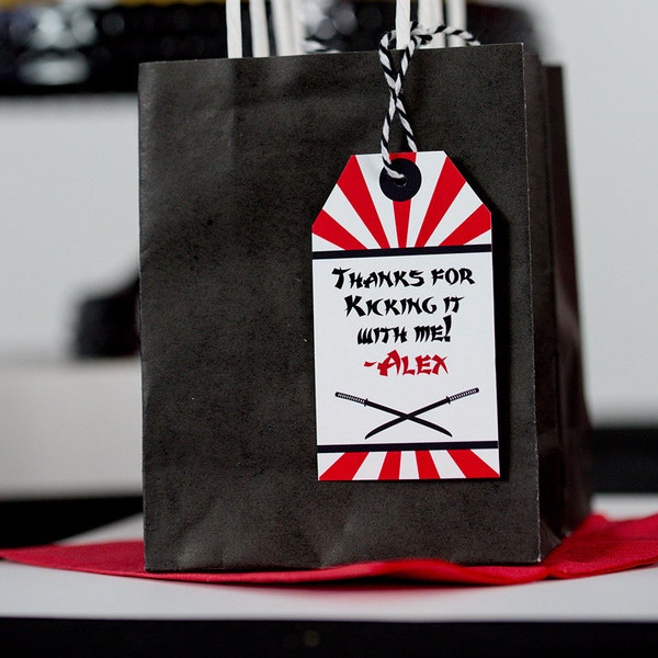 Ninja Favor Tags Printable Karate Party Favor Tags Ninja Birthday Party Tags Karate Gift Bag Tags by Printable Studio