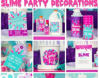 Slime Party Decorations, Slime Party Banner Files, Pink Glitter Slime Party  Banner, Printable Full Alphabet Slime Banner, Digital Download 