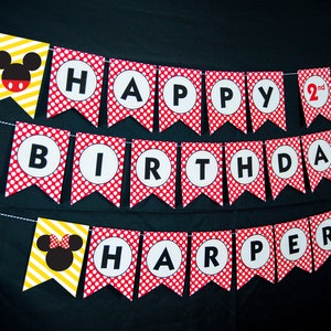 Minnie and Mickey Mouse Birthday Banner Instant Download Mickey Minnie Mouse Printable Banner - Red Minnie Mickey Banner by Printable Studio