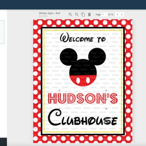 Mickey Mouse Party Signs Instant Download Mickey Mouse Party Signs Printable Set of Mickey Mouse Sign by Printable Studio image 8