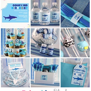 Shark Birthday Party Decorations, Printable Shark Birthday Party, Shark Party Decorations, Summer Birthday Party Ideas by Printable Studio