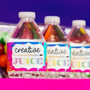 Art Party Drink Label Creative Juice Water Bottle Labels Art Party Water Labels Painting Drink Label Printable Drink Labels for Art Party
