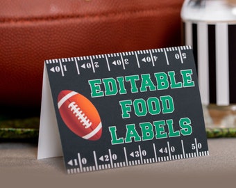 Football Party Food Labels - Printable Football Food Tent - Football Birthday Party Food Labels - Football Party Buffet Signs