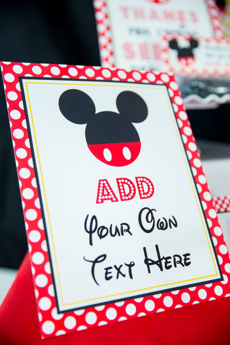 Mickey Mouse Party Signs Instant Download Mickey Mouse Party Signs Printable Set of Mickey Mouse Sign by Printable Studio image 4