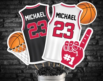 Red Basketball Party Centerpieces – Printable Basketball Banquet Decor (Digital Download)