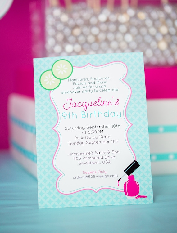 Spa Invitation - Printable Spa Invitation - Spa Birthday Invitation ...