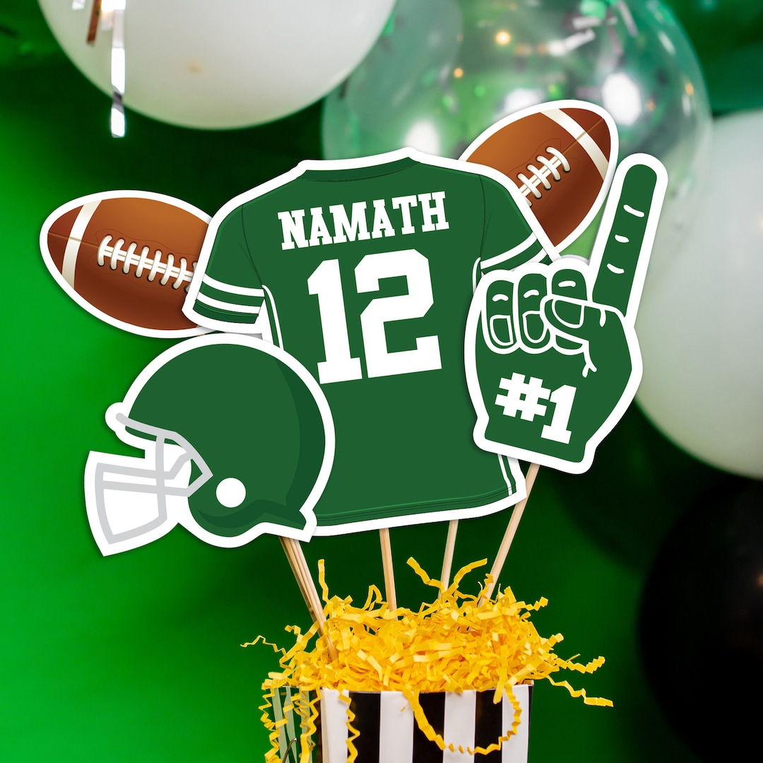 superbowl decor football centerpieces in red and gold, printable