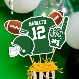 Editable Football Centerpieces in Bright Green Printable Football Banquet Centerpieces Green Football Table Decorations Green Football