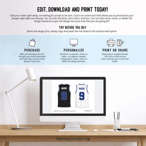 Blue Basketball Party Centerpieces: Printable Birthday Decor (Digital Download) image 4