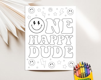 One Happy Dude Party Coloring Sheet Happy Dude Coloring Page One Happy Dude Birthday Party Printable Coloring Page