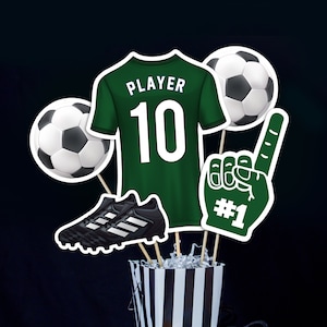 Soccer Centerpieces in Green Printable Football Centerpieces in Green Instant Download Soccer Table Decorations Green Soccer Banquet Decor