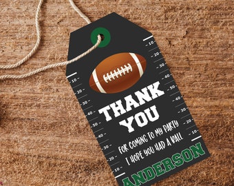Football Favor Tags - Printable Football Party Favor Tags - Instant Download Football Favors - Football Birthday Party Thank You Tags