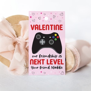 Girls Video Game Valentine You Are Next Level Valentine&#39;s Day Tag Editable Gamer Valentine&#39;s Tag Pink Video Game Class Valentine Printable
