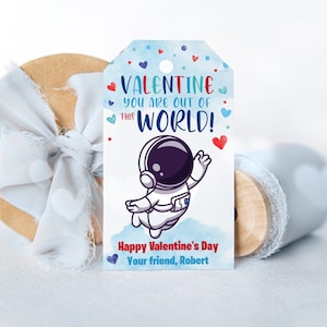 Carte de Saint-Valentin astronaute Vous êtes hors de ce monde Carte de Saint-Valentin imprimable espace extra-atmosphérique Étiquette de Saint-Valentin modifiable en classe Saint-Valentin